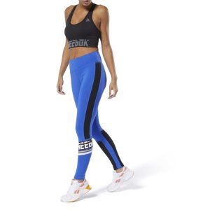 Reebok WOR Meet You There Graphic Panel Tights Damen - Blau - DE 183-PTK